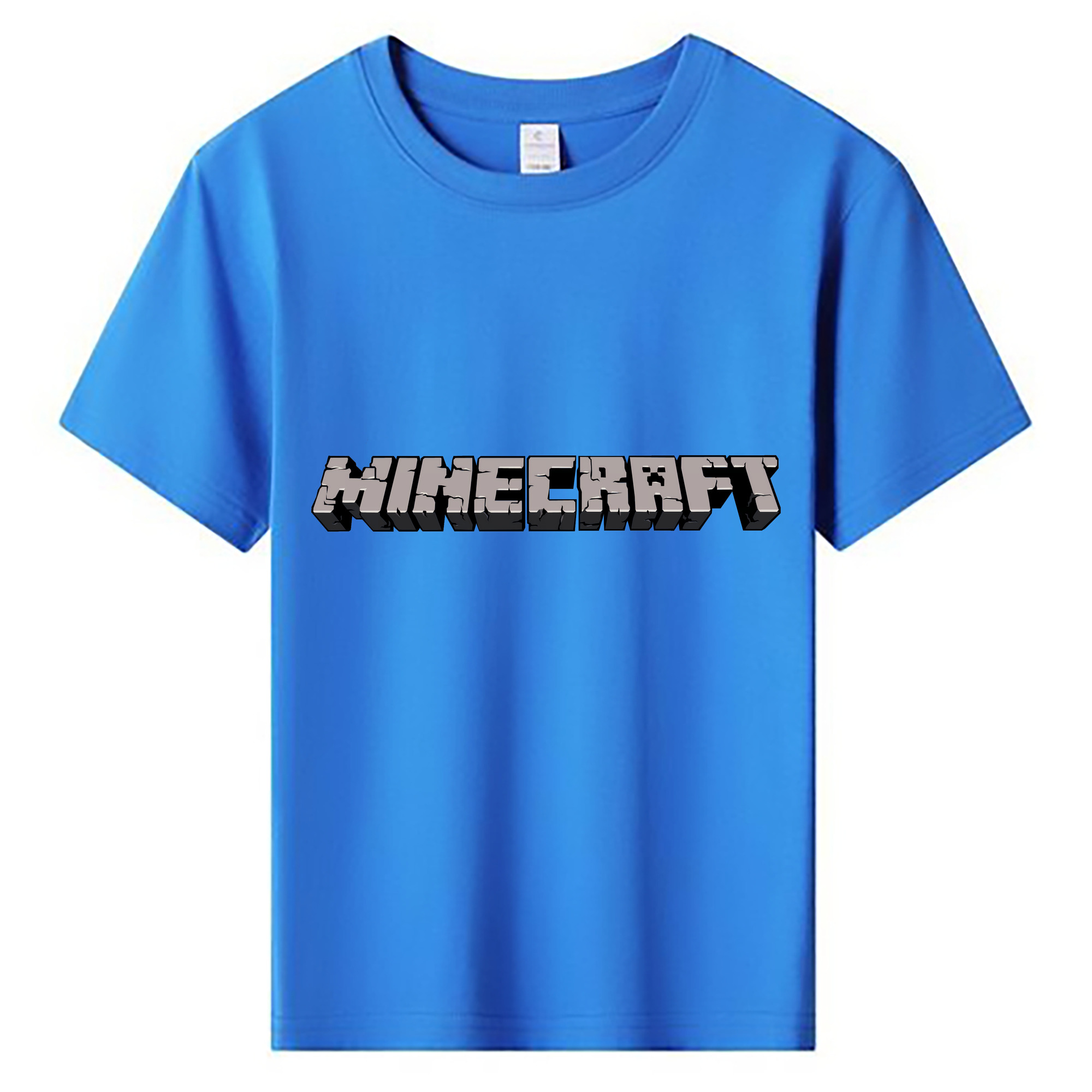 （画像用） マインクラフト ブロックの世界 Minecraft MC Block world 綿100％キッズTシャツ（フロントプリント）